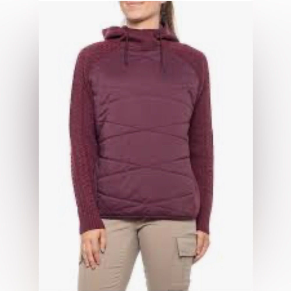 KARI TRAA FAERE burgundy quilted & cableknit hooded pullover